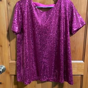 Pink sequin top , new size L